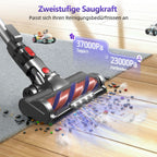 Akku-Hand-und Stielstaubsauger Akku Staubsauger, Staubsauger Kabellos 37000Pa/50Min/1.6L mit 4 HEPA