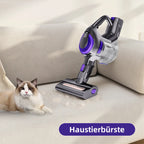 Akku-Hand-und Stielstaubsauger Akku Staubsauger, 55 kPa starke Saugkraft, kabelloser Staubsauger mit Schlauch und Tierpflegebürste, 4-stufige HEPA-Filterung für Tierhaare, Teppiche und Hartböden