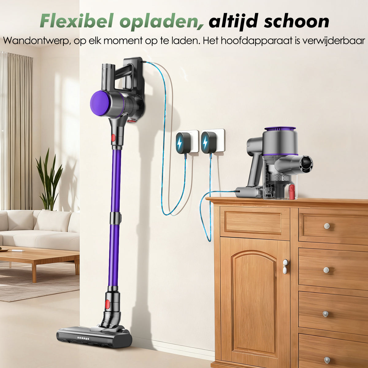 Akku-Hand-und Stielstaubsauger Akku staubsauger 55000Pa/50Min, Staubsauger Kabellos HEPA*4