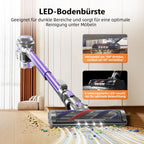 Akku-Staubsauger, 100Min/450W Staubsauger Kabellos mit 1.6L Staubbehälter,40 kPa Saugkraft, 4 HEPA Filters, Akkustaubsauger für Teppich,Hartböden,Tierhaare