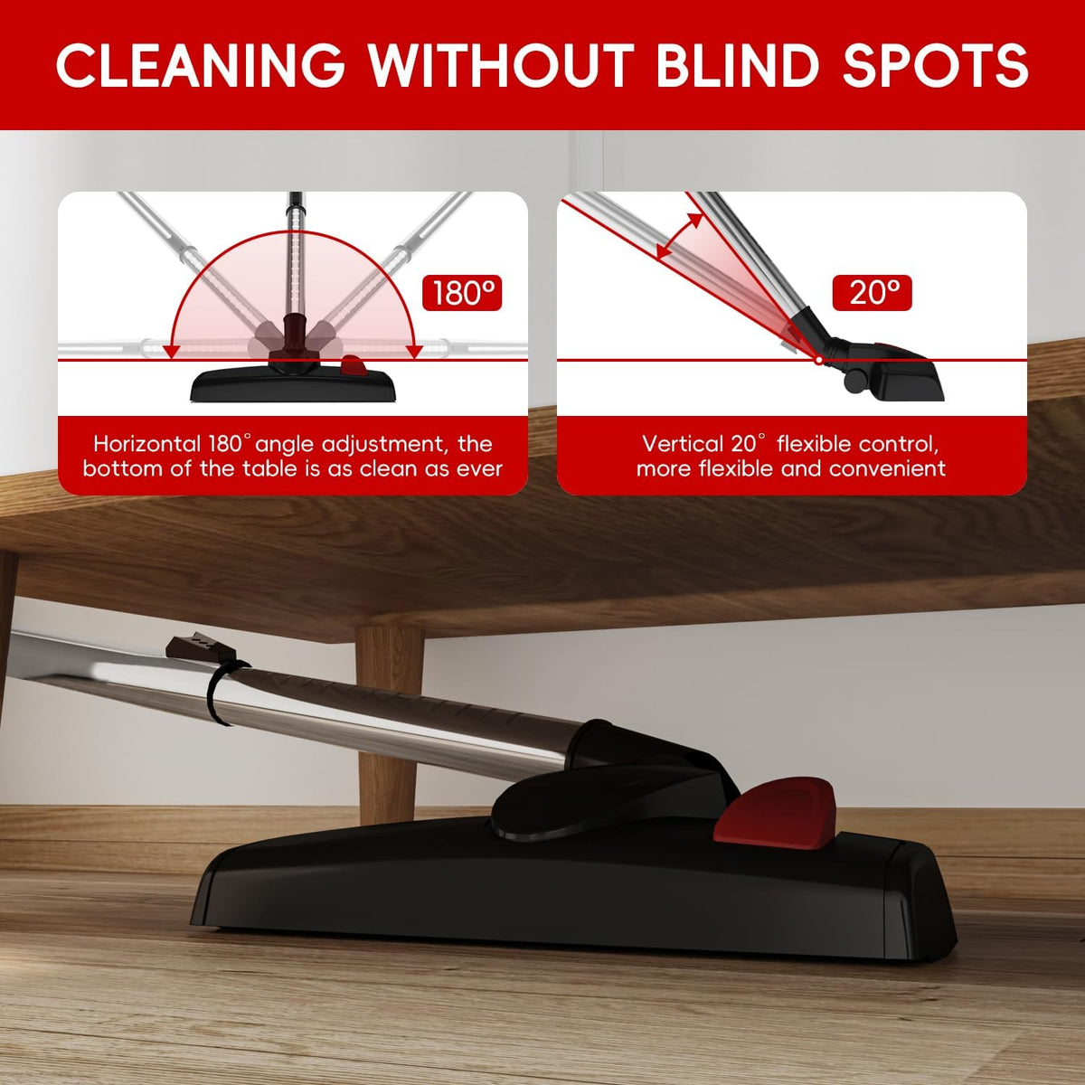 Staubsauger mit 5 Kabel, Mit 1L Staubbehälter, 3-in-1 Vacuum, H13 Hepa Filter, Anti-Tangle-Bürste für Harte Böden/Tierhaare/Teppich