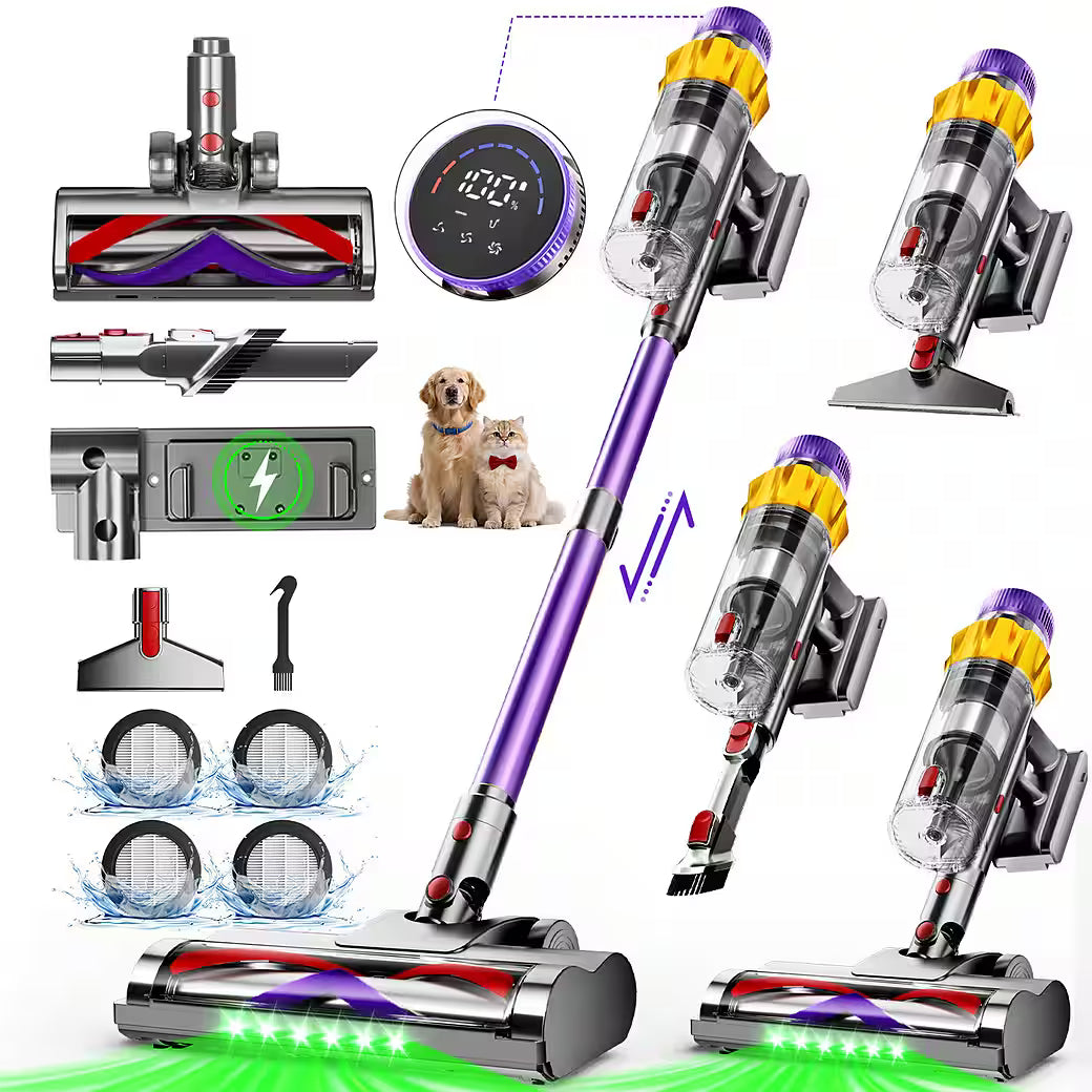 Cordless Handheld and Stick Vacuum Cleaner, 85000Pa Cordless Vacuum, 70-min Runtime, 2.6L, Quiet