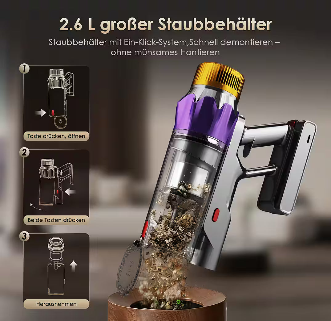 Cordless Handheld and Stick Vacuum Cleaner, 85000Pa Cordless Vacuum, 70-min Runtime, 2.6L, Quiet