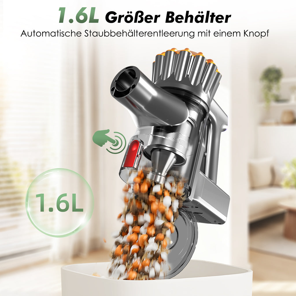 Akku-Hand-und Stielstaubsauger Akku Staubsauger,Staubsauger Kabellos 50kPa/60Min,GreenEye-Technologie