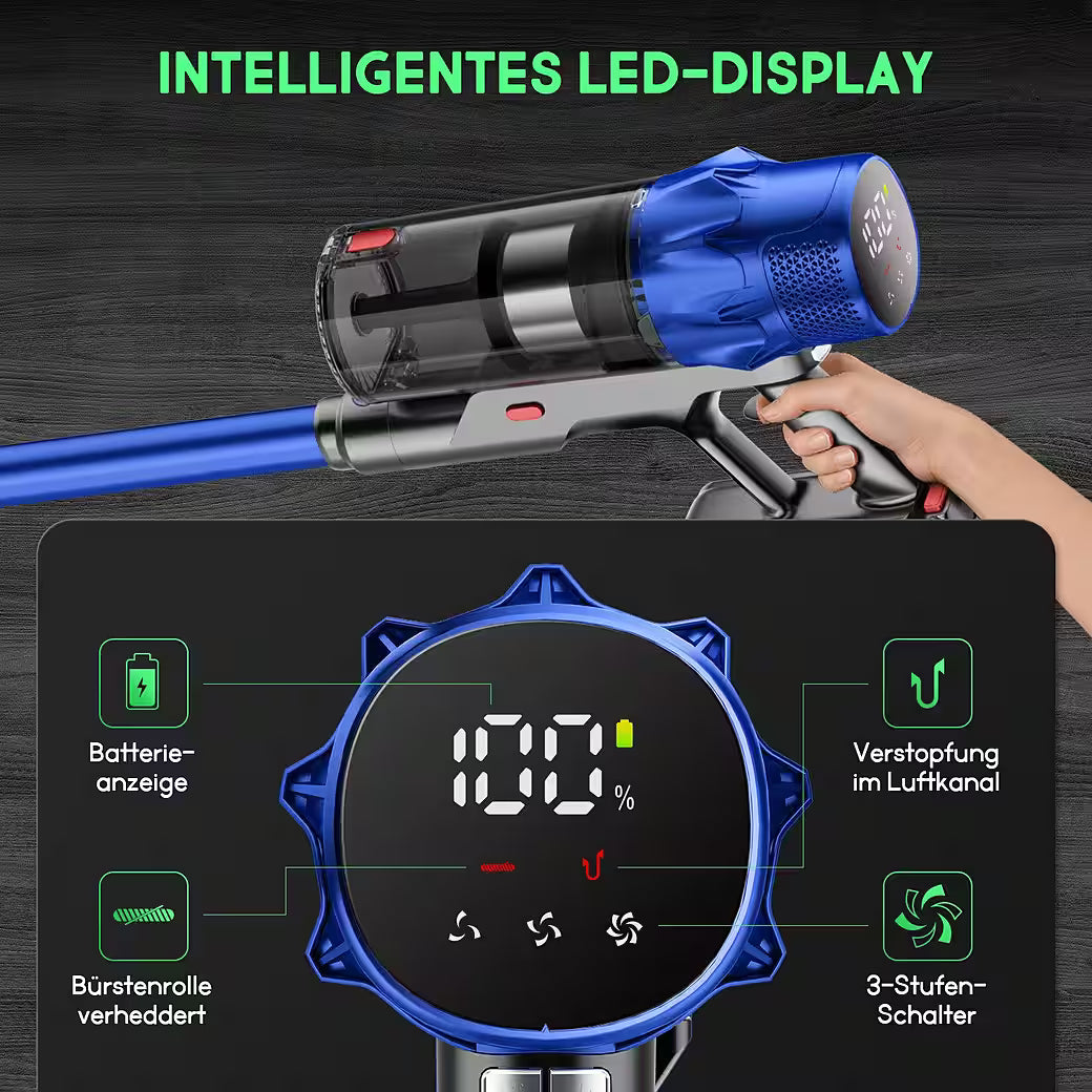 Akku-Hand-und Stielstaubsauger Akku Staubsauger,85000Pa/2.8L/70min OLED-Display Staubsauger Kabellos
