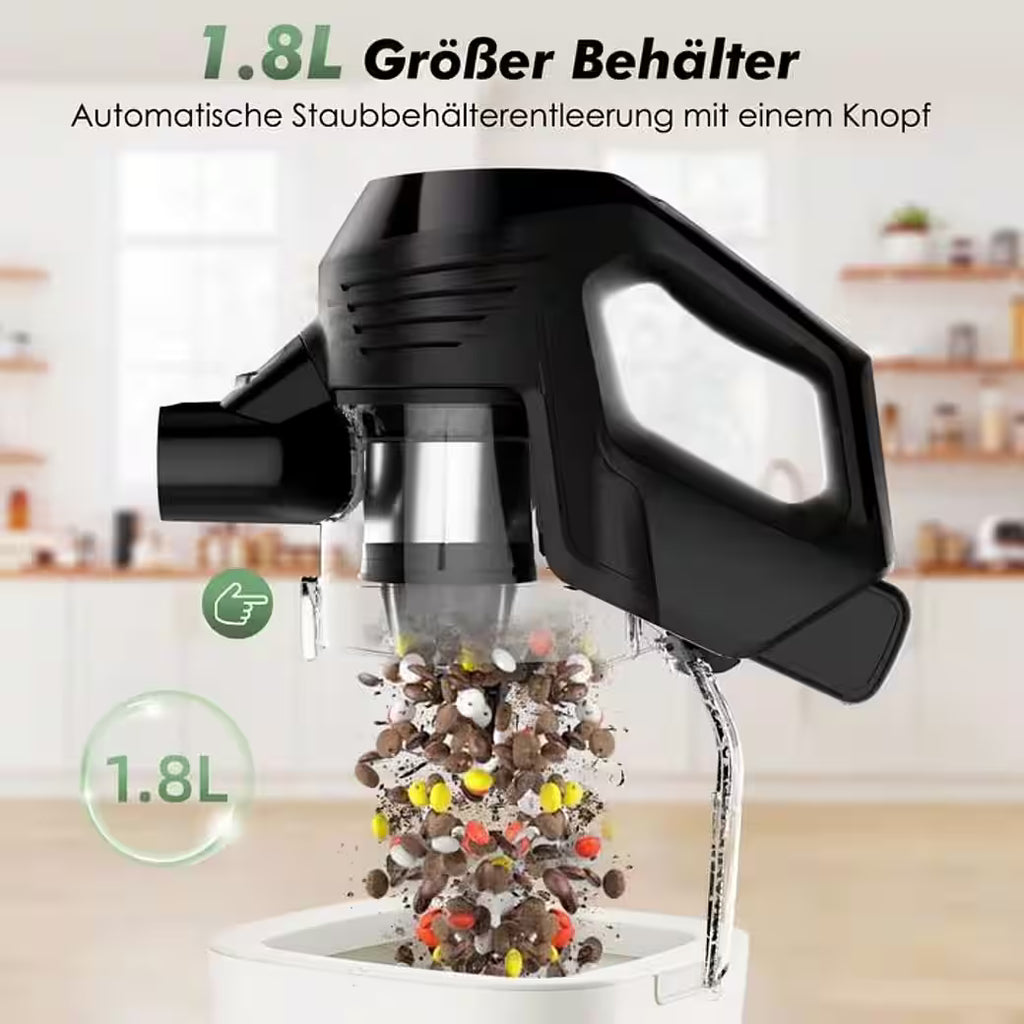 Akku-Hand-und Stielstaubsauger Akku Staubsauger 60000pa, Staubsauger Kabellos, 60Min/1,8L